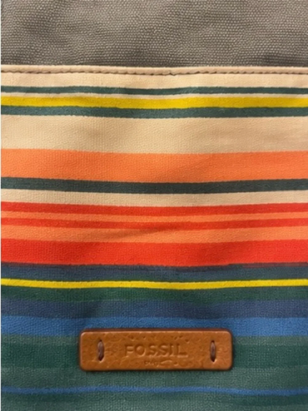 Fossil Keely Striped Canvas Crossbody Bag Multicolor Boho Shoulder Bag